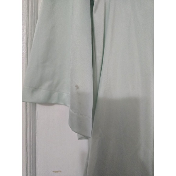 VTG Mint‎ Green Shadowline Robe Housecoat Rosebud Lace Button Up Nylon Large - Picture 4 of 7